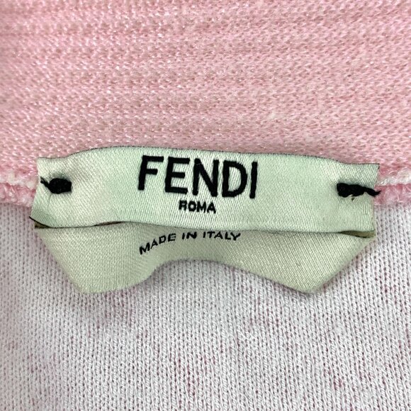 Fendi Pink Textured Button-Down Cardigan With Ribbed Trim Made In Italy - Picture 6 of 8